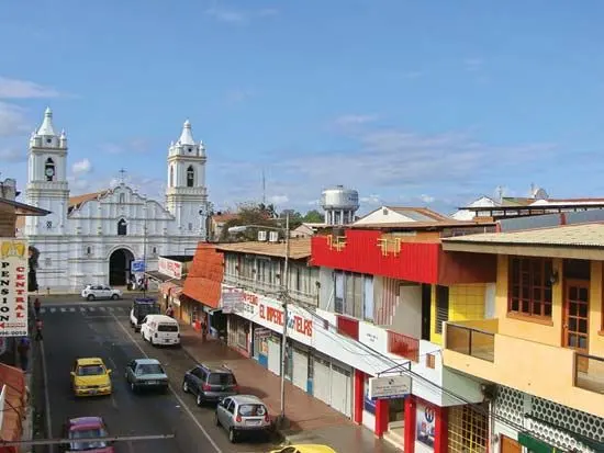 Las Tablas Panama church and town street view