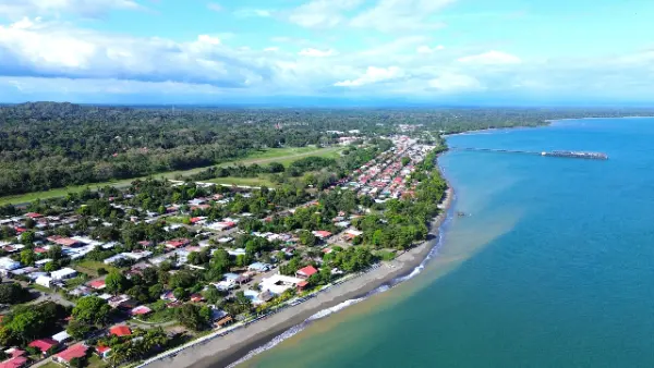 Puerto Armuelles Panama aerial view of beachfront town
